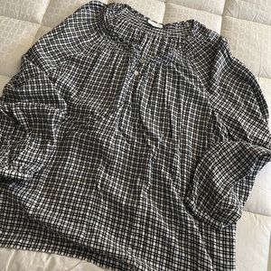 J Jill Navy Plaid XL Long-sleeve Shirt